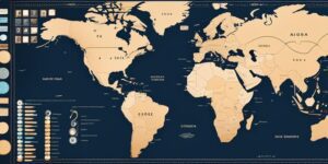 Mapa mundial con puntos brillantes en destinos remotos