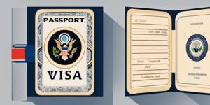 Pasaporte abierto con visa de Estados Unidos