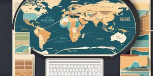 Laptop con fondos de mapas del mundo