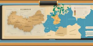 Ordenador mostrando el mapa de Alemania y una solicitud de visa