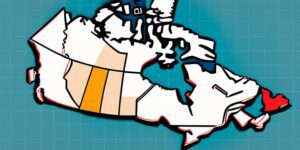 Mapa de Canadá con visa de inversión en el centro