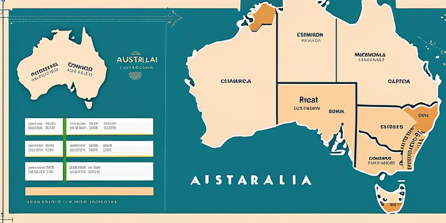 Mapa de Australia con visa de trabajo en el centro