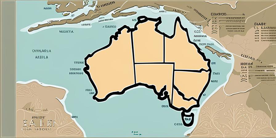 Pasaporte abierto con mapa de Australia en pantalla