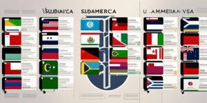 Mapa de Sudamérica con visas para nómadas digitales resaltadas